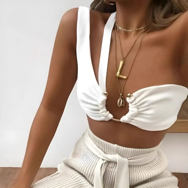 Asymetryczny biustonosz bandeau – Biały