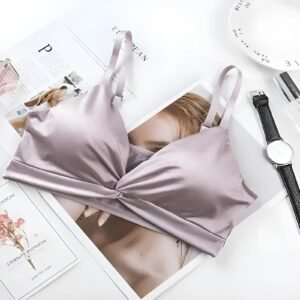 Satynowy biustonosz bralette – Fioletowy